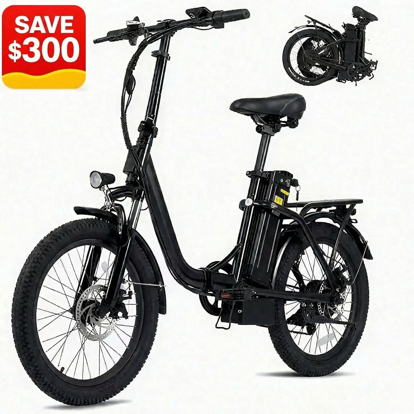 Naipo Folding Electric Bike with 48V 350W Motor 20MPH Top Speed, Front Suspension and Commuter 20" Electric Bicycle for Adults UL2849