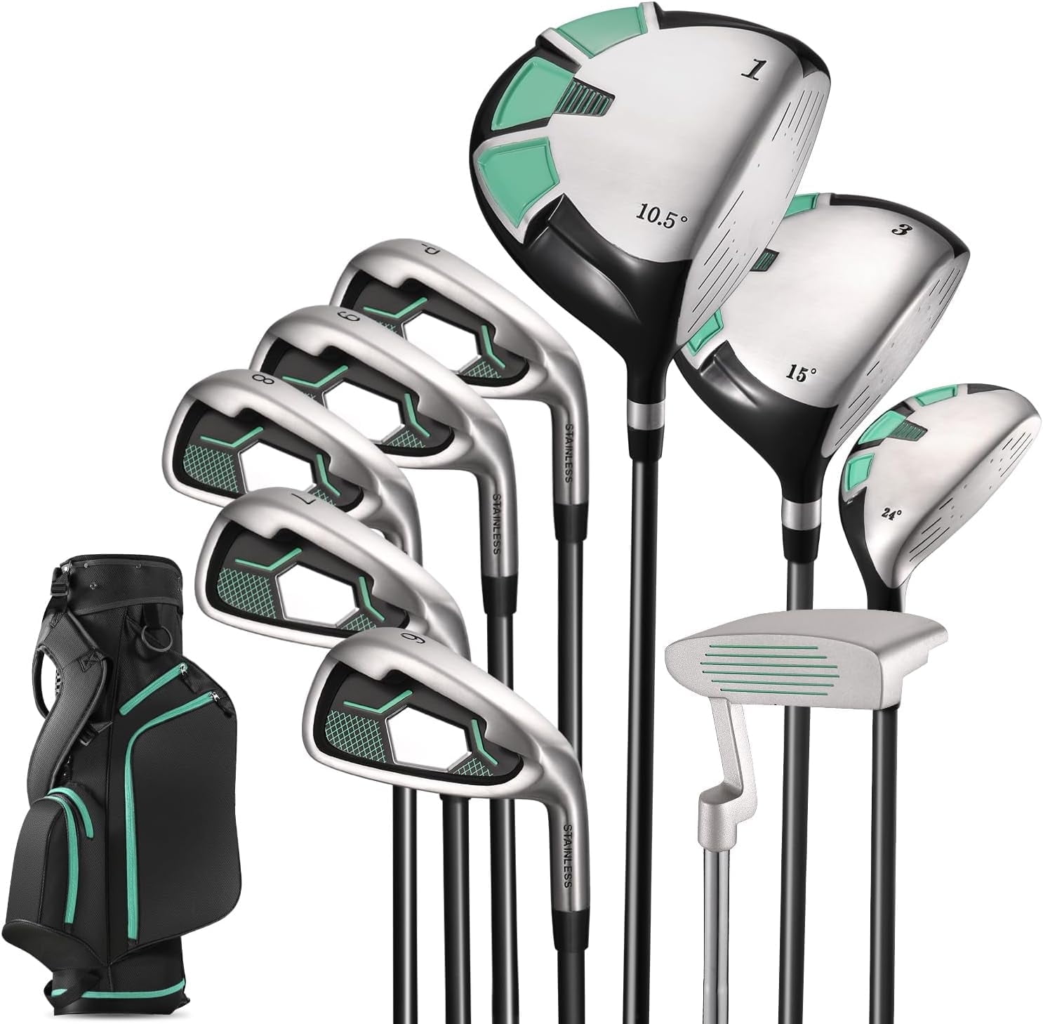 Naipo Golf Club Set 9-Piece Complete Golf Set for Right Handed with Stand Bag & 3 Bonus Head Covers