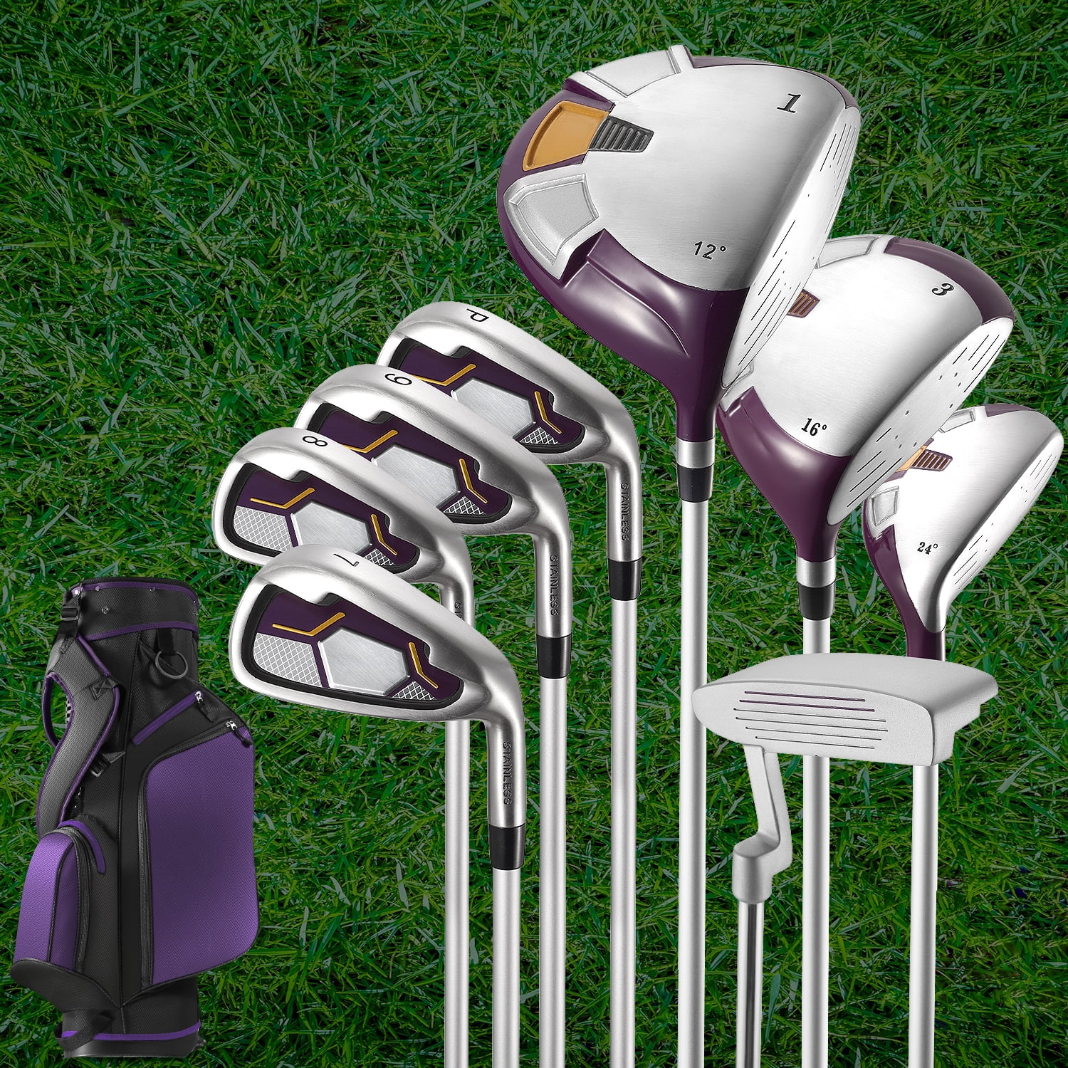Naipo Golf Club Set 9-Piece Complete Golf Set for Right Handed with Stand Bag &amp; 3 Bonus Head Covers