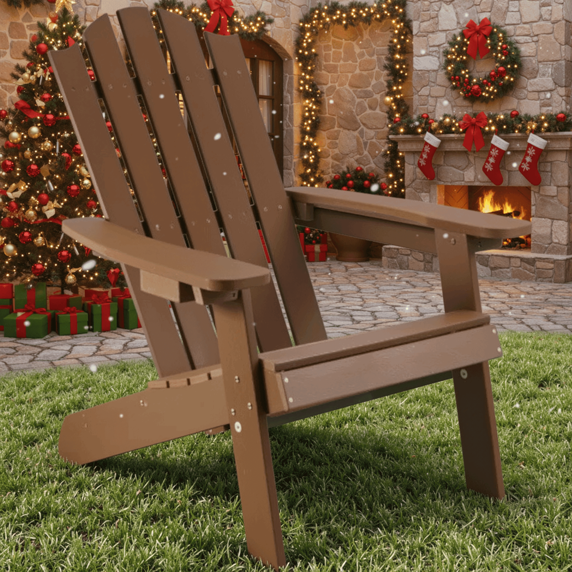 Walmart Deals of Naipo HDPS Outdoor Adirondack Chair, Patio Seat Weather Resistant, or Garden or Patio Widely Used in Outdoor, Fire Pit, Deck, Outside, Garden, Campfire (Teak)