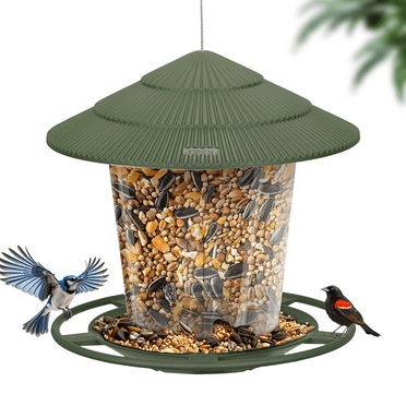 Naipo Hanging Bird Feeders for Outside, Squirrel Proof, Easy to Fill Wild Bird Feeders, Attract a Variety of Hummingbird, Garden Yard Decoration, Green, Plastic