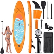 Naipo Inflatable Paddle Board 10ft Surf Orange Stand Up Paddle Board Full SUP Accessories 6in Thick 330 lbs Capacity for All Skill Levels