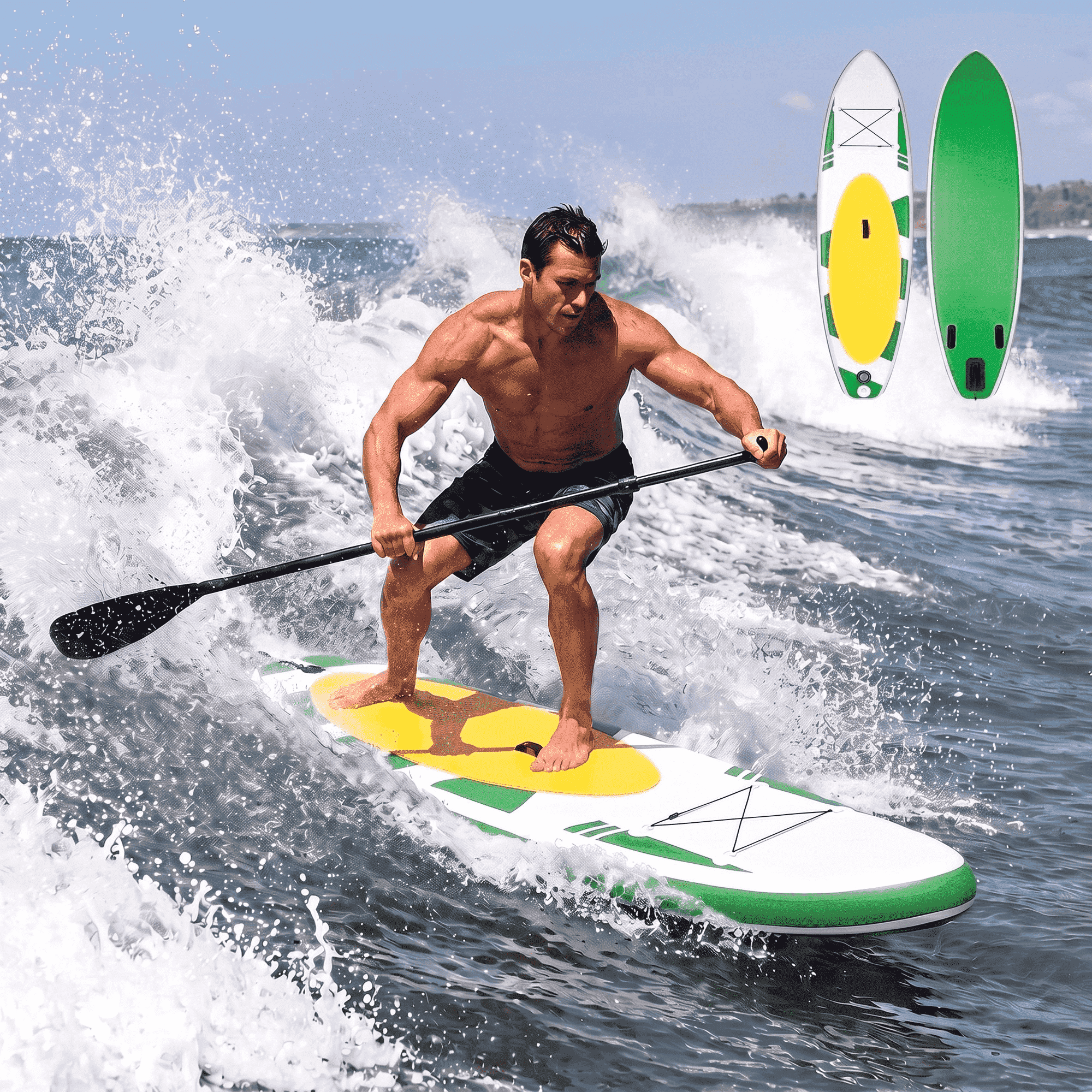 Naipo 10FT Avocado Green Paddle Board Inflatable Stand up Board with Pump for Family Friends