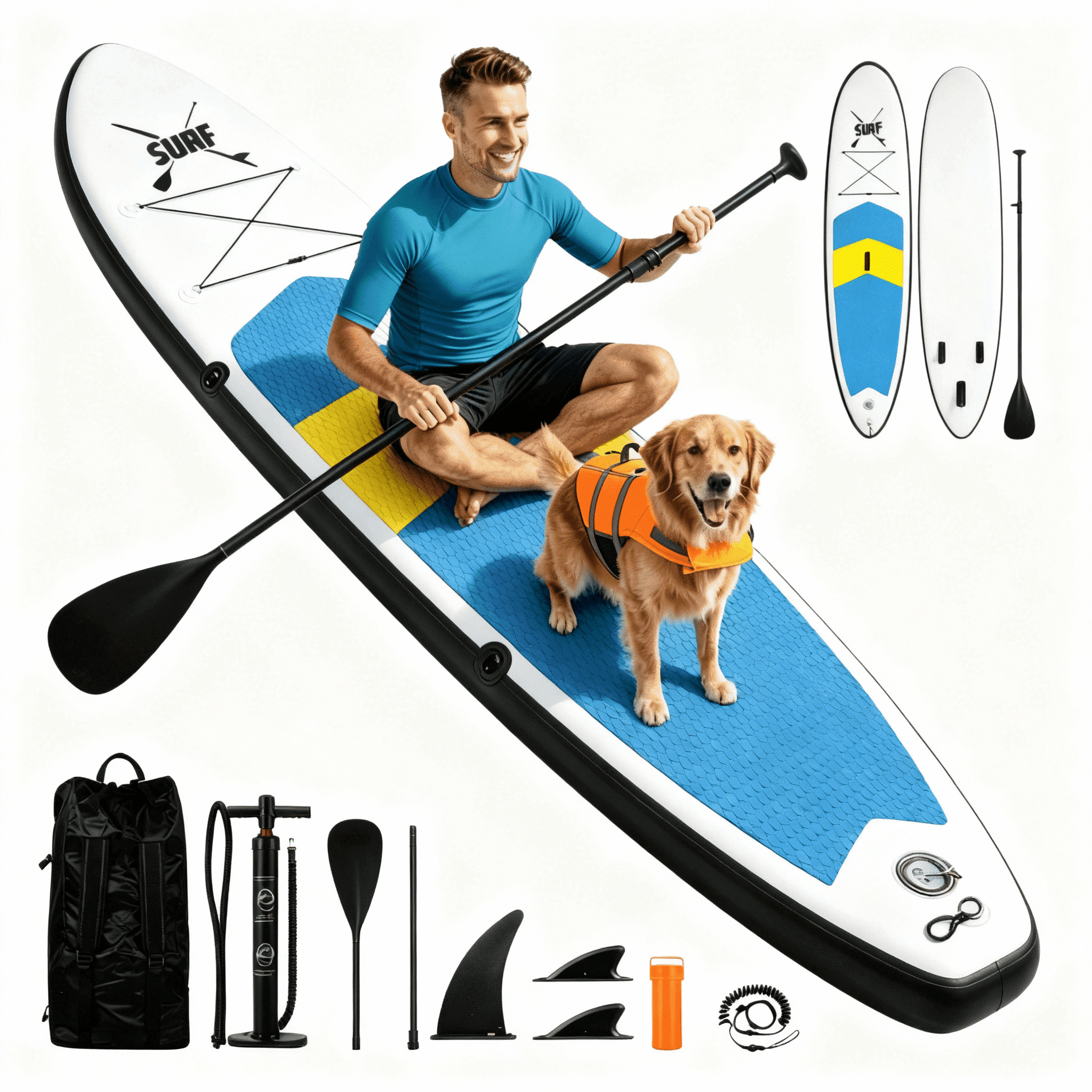 Naipo 10FT Inflatable Paddle Board Stand Up Paddle Board SUP Board with 120"x30"x6" for Youth & Adults Summer
