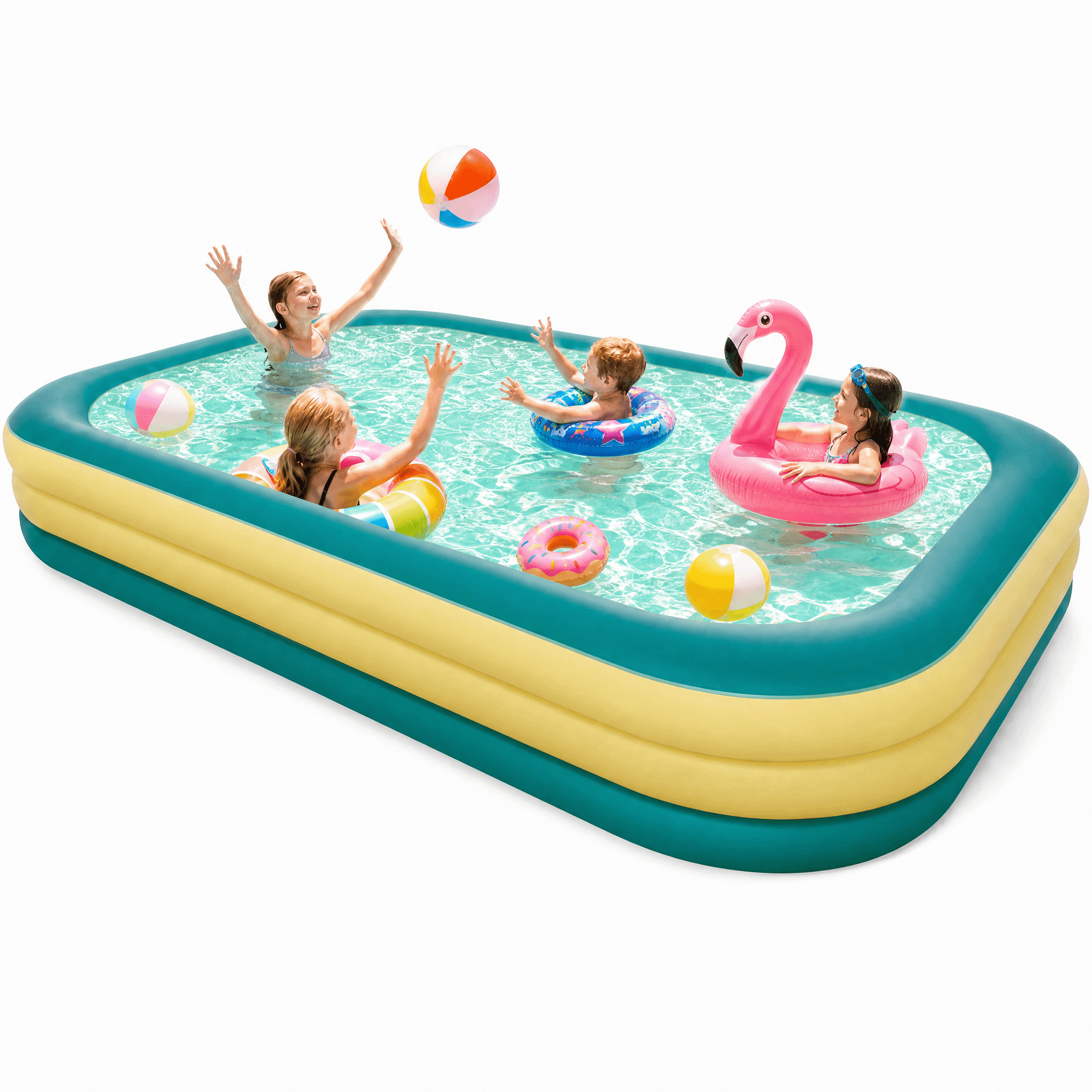 Naipo Inflatable Swimming Pool 120"x72"x22" Blow up Pool , Full-Sized Above Ground Family Pool, Summer Water Party, Backyard, Outdoor Beach Garden Lawn , Yellow