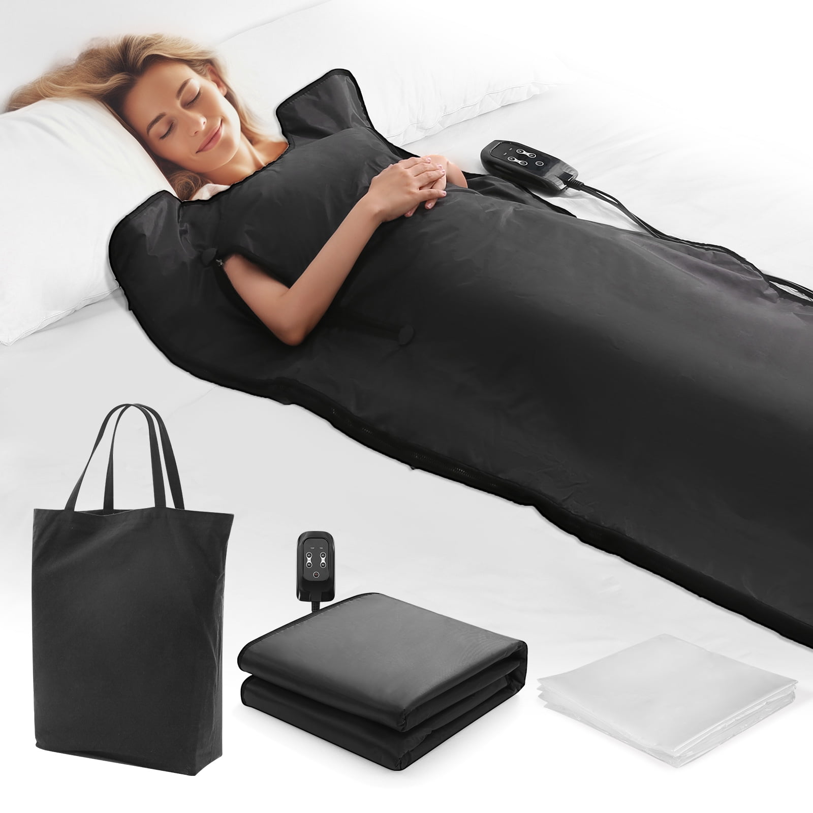 Naipo Portable Far Infrared Sauna Blanket,Sauna Bag for Home Use Weight Loss and Detox, 86-158F, 6 ft x 2.6 ft, Remote Control