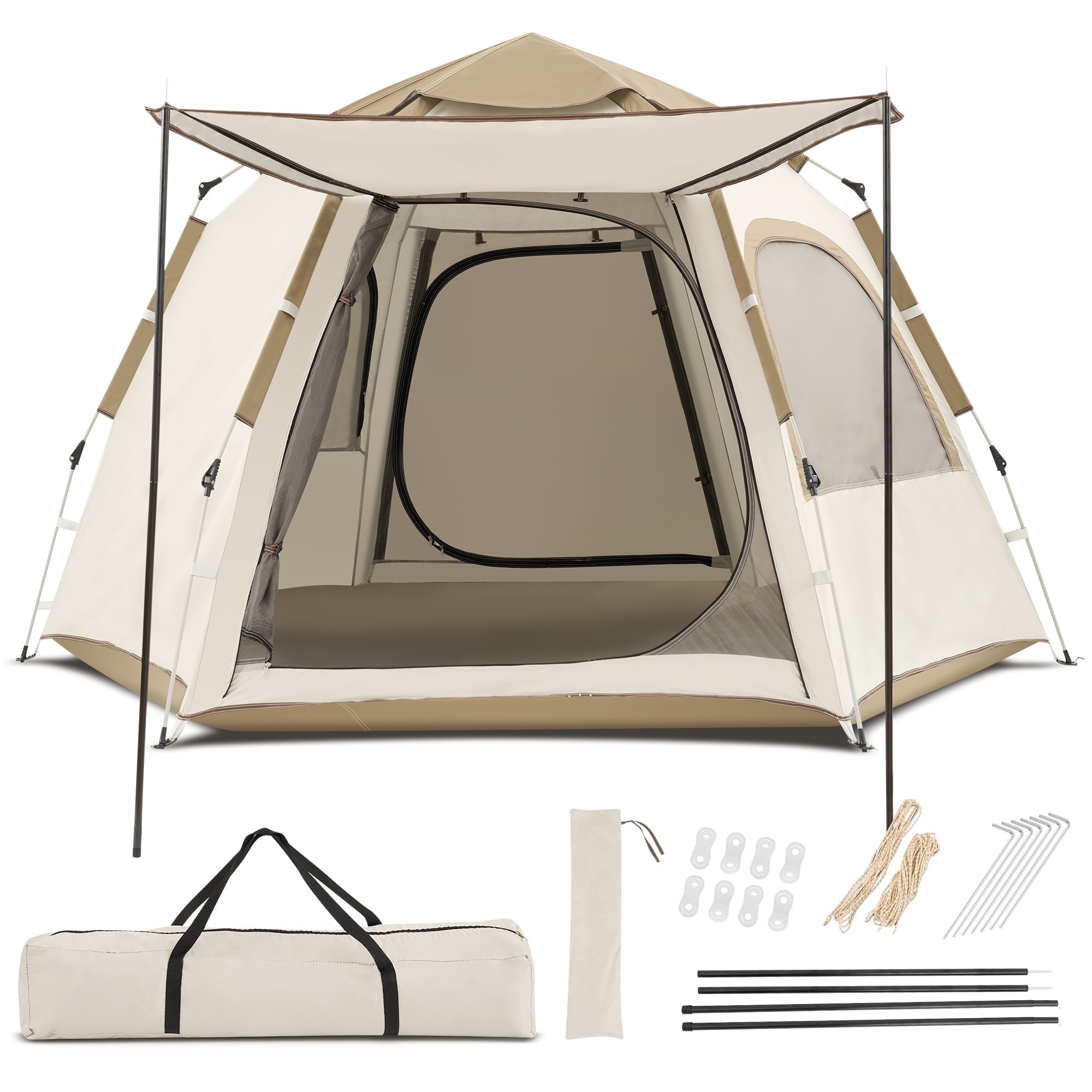 Naipo Instant Setup Cabin Tent 4 Person Tent with Water-Resistant Rainfly, Big Tent for Outdoor and Carrying Bag, Easy Setup for Camping/Family Picnic Camping, 20 Seconds Instant Setup
