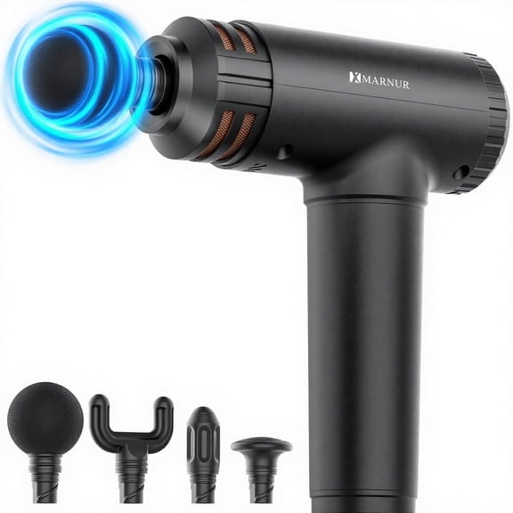 MARNUR Massage Gun Deep Tissue Percussion , 10 Speeds, 4 Heads, Quiet Muscle Massager with AI Smart Mode, 6H Battery, for Athletes & Home Use