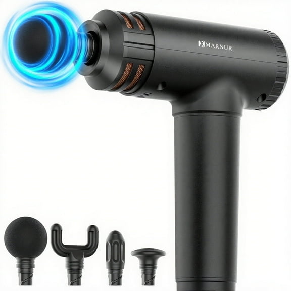 MARNUR Massage Gun Deep Tissue Percussion , 10 Speeds, 4 Heads, Quiet Muscle Massager with AI Smart Mode, 6H Battery, for Athletes & Home Use