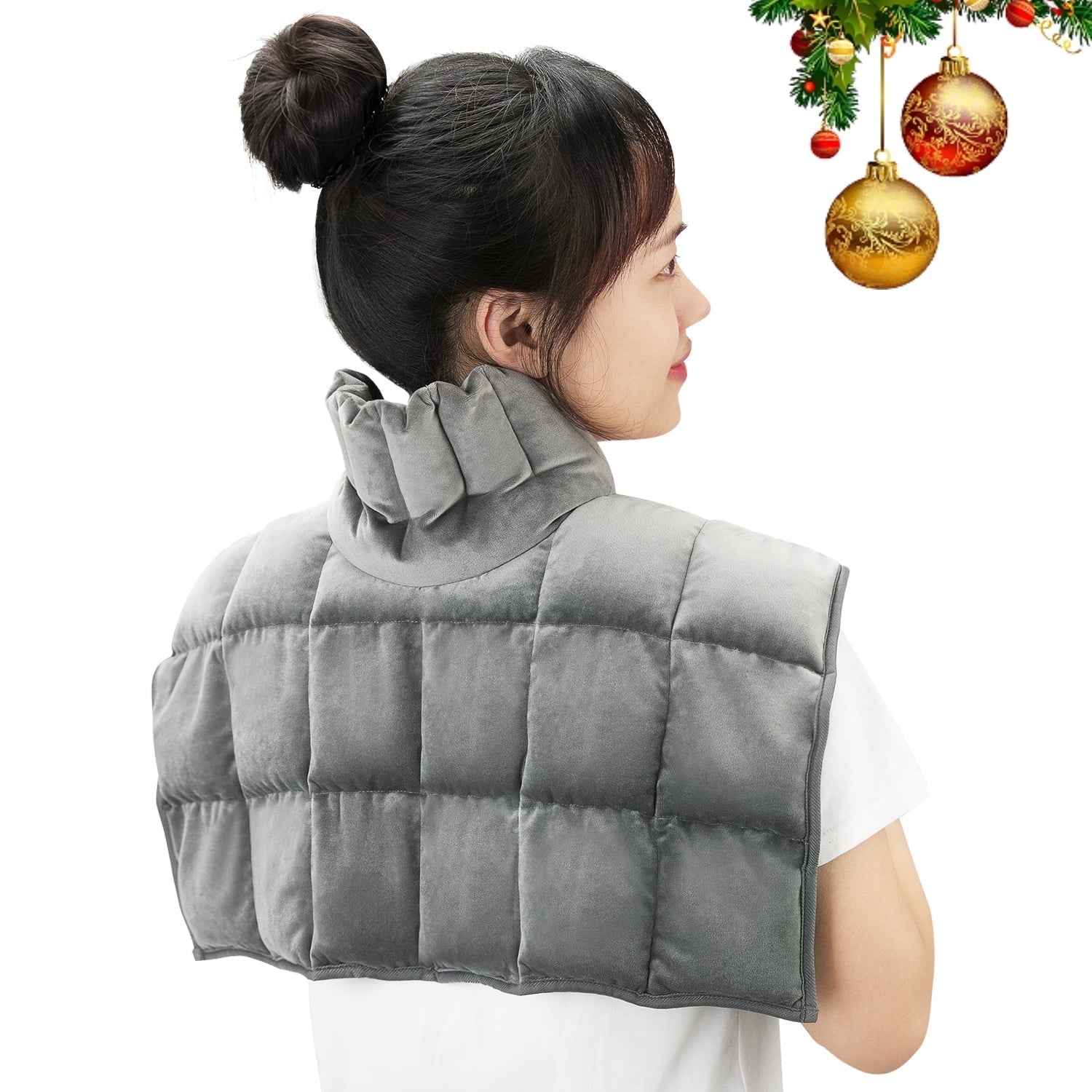 Naipo Microwave Heating Pad for Neck, Shoulders & Back with Herbal Aromatherapy, Hot & Cold Compress, Grey Gift for Mother, Wife, Daughter, Girl Friend