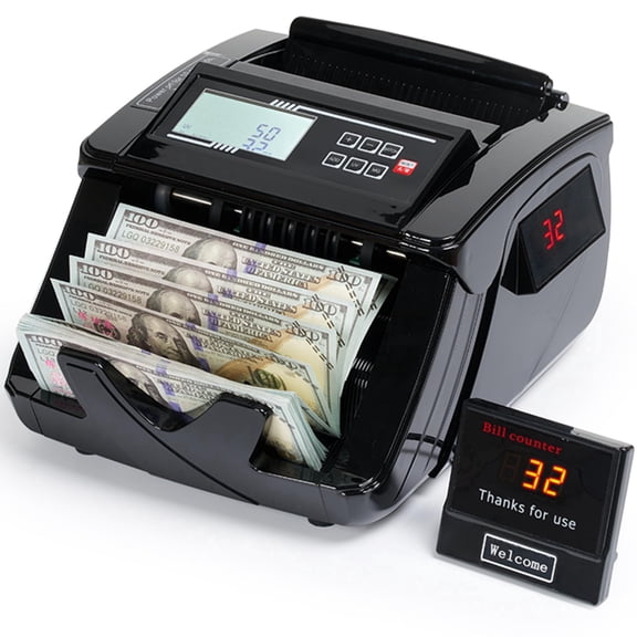 Naipo Money Counter Machine, Automatic Bill Counter with Advanced Counterfeit Detection, Supports USD, EUR, CAD, Peso | UV/MG/IR Cash Verification, 1000 Bills Per Min, Black