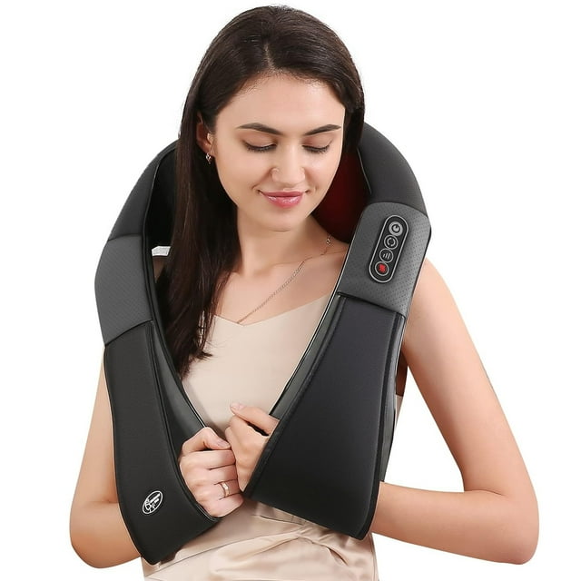 Naipo Neck And Shoulder Massager With Heat 3d Deep Tissue Kneading Shiatsu For Muscle Relief