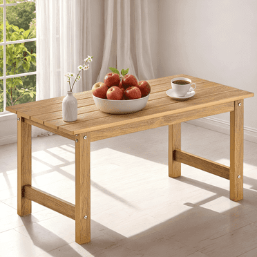 Naipo Outdoor Coffee Table End Side Table 17.8"D x 35"W Rectangular All-Weather Resistant HDPS for Patio, Deck, or Garden, Teak