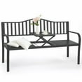 thumbnail image 1 of Naipo Outdoor Metal Garden Bench 59" Patio Bench with Built in Table Park Bench, Outside Bench Weather Proof Front Porch Bench, 500lbs, 1 of 14
