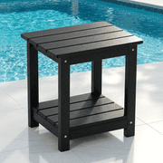 Naipo Outdoor Side Table for Patio, Double Deck Adirondack End Table, Weather Resistant HDPS Rectangular Patio Table for Deck Garden Poolside, All-Weather Outdoor Furniture, Easy Assembly - Black