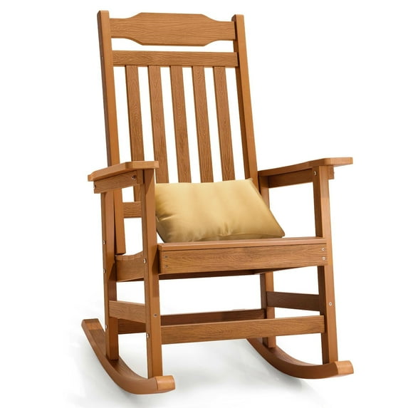 Naipo Patio Rocking Chair All-Weather, Porch Rocker Chair 400 lbs Capacity, Outdoor and Indoor, Teak