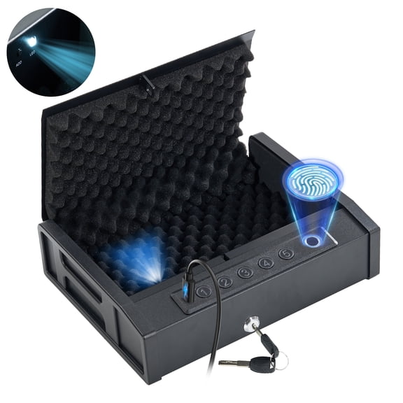 Naipo Portable Gun Safe for 2 Handgun with LED Display Pistols Safe 10 Fingerprint, 5 Password , 2 Keys Gun Safe with Biometric Home Office Handbag