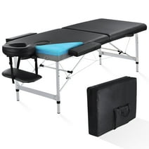 Naipo Portable Massage Table 84 Inch Massage Bed Wide SPA Lash Bed Tattoo Bed Height Adjustable 2 Fold Aluminum Weight Capacity 496LB, Black Promotion