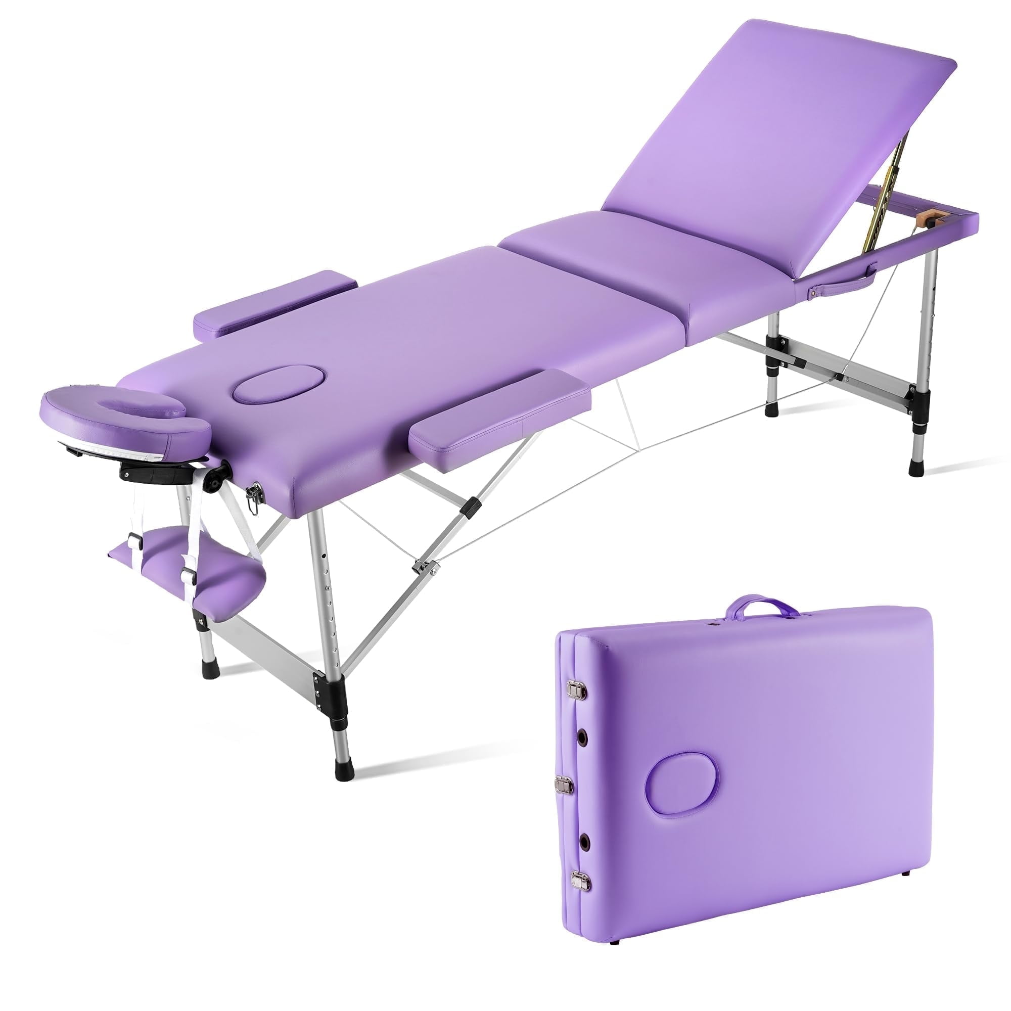 Naipo Portable Massage Table Professional Massage Bed Lash Bed Spa Bed Salon Bed Foldable 24-32 In Aluminum 3 Folding , Carry Case