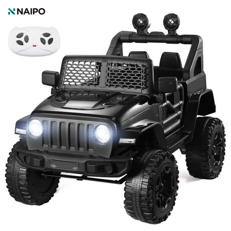 Naipo Promotion 12V Kids Power Ride on Truck Car with Parent Remote Control, Bluetooth Music, Spring Suspension, LED Lights - Balck