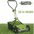 thumbnail image 1 of Naipo Push Reel Lawn Mower, 16-in 5-Blade for 6 Height Adjustable(0.6~1.6) Manual Lawn Mower with 8-Gallon Grass Bag, for Small Lawns, Green, 1 of 11