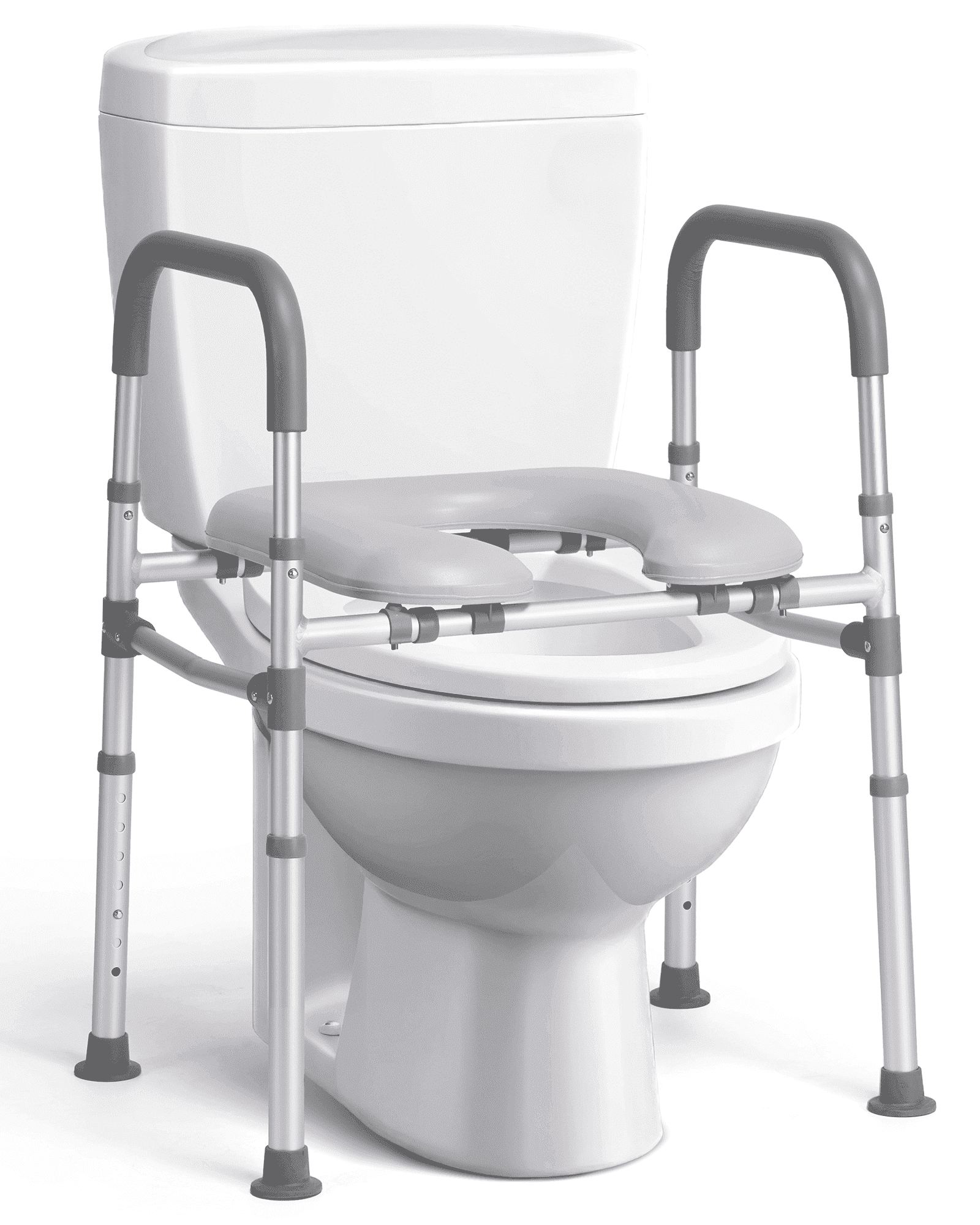 Naipo Toilet Seat Risers with Handles,  Raised Toilet Seat Riser for Seniors, handicap and Pregnant, Supports up to 300Lbs, Gray