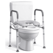 Naipo Toilet Seat Risers with Handles, Raised Toilet Seat Riser for Seniors, handicap and Pregnant, Supports up to 300Lbs, Gray
