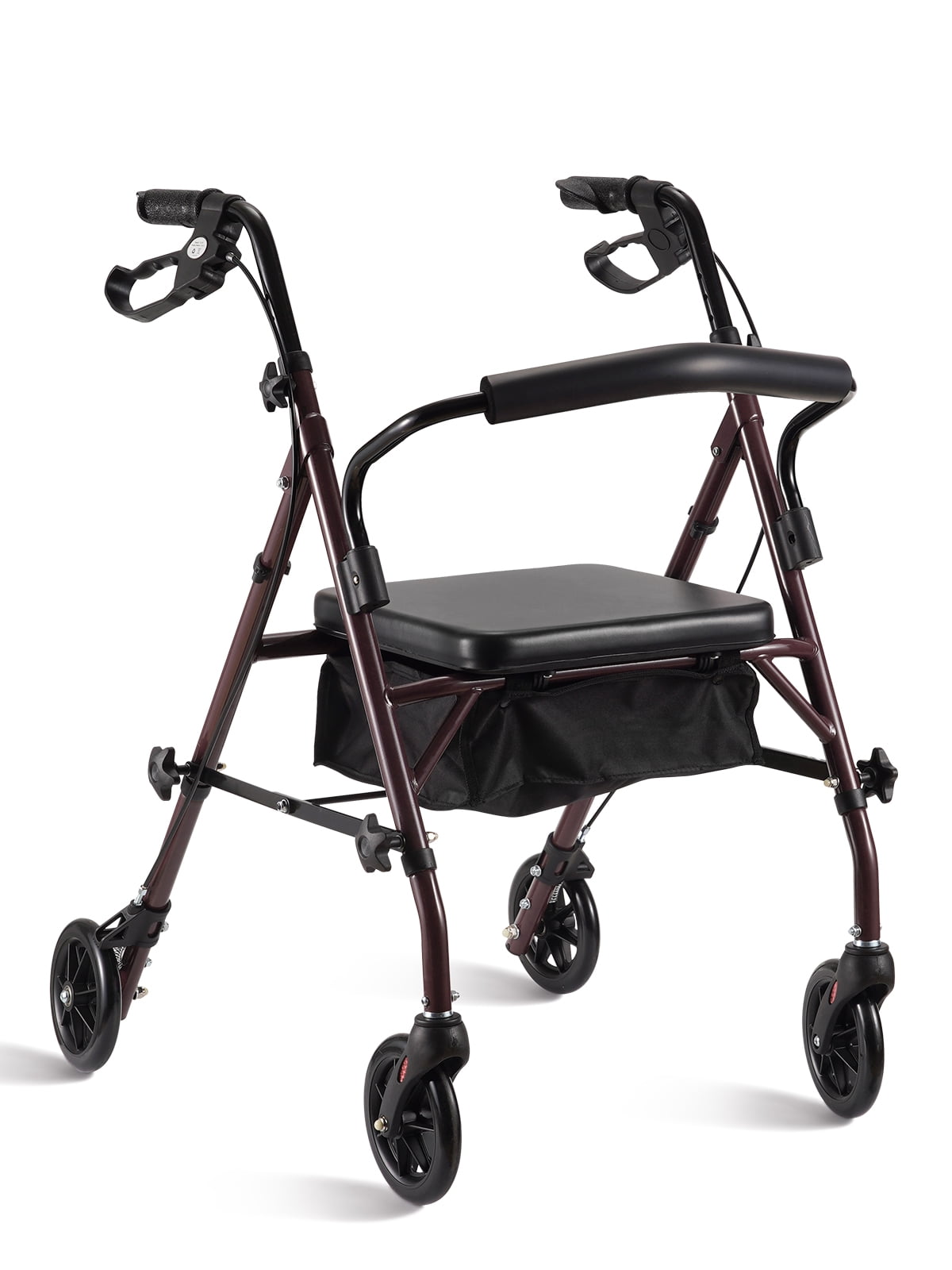 Naipo Rollator Walker with Seat, Steel Folding Rolling Medical Walker
