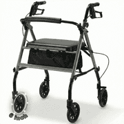 Naipo Rolling Walkers for Seniors, Foldable Rollator Walker with Seat and 6 inch Wheels, gift for seniors, 300 lb Capacity, Aluminum Frame, Gray