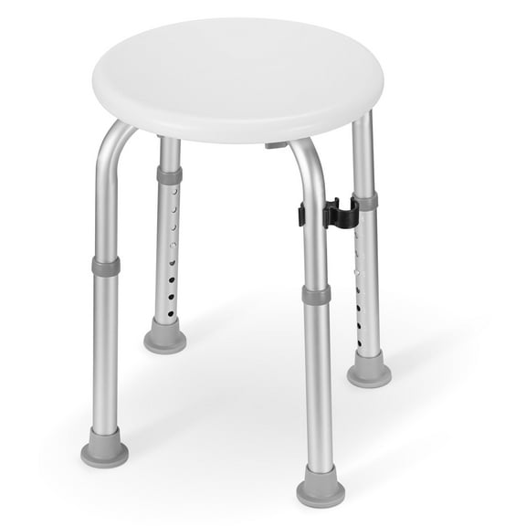 Naipo Shower Stool Height Adjustable Round Bathing Chair Seat for Compact Tubs Safety for Adults, the Elderly, Pregnant Women, White