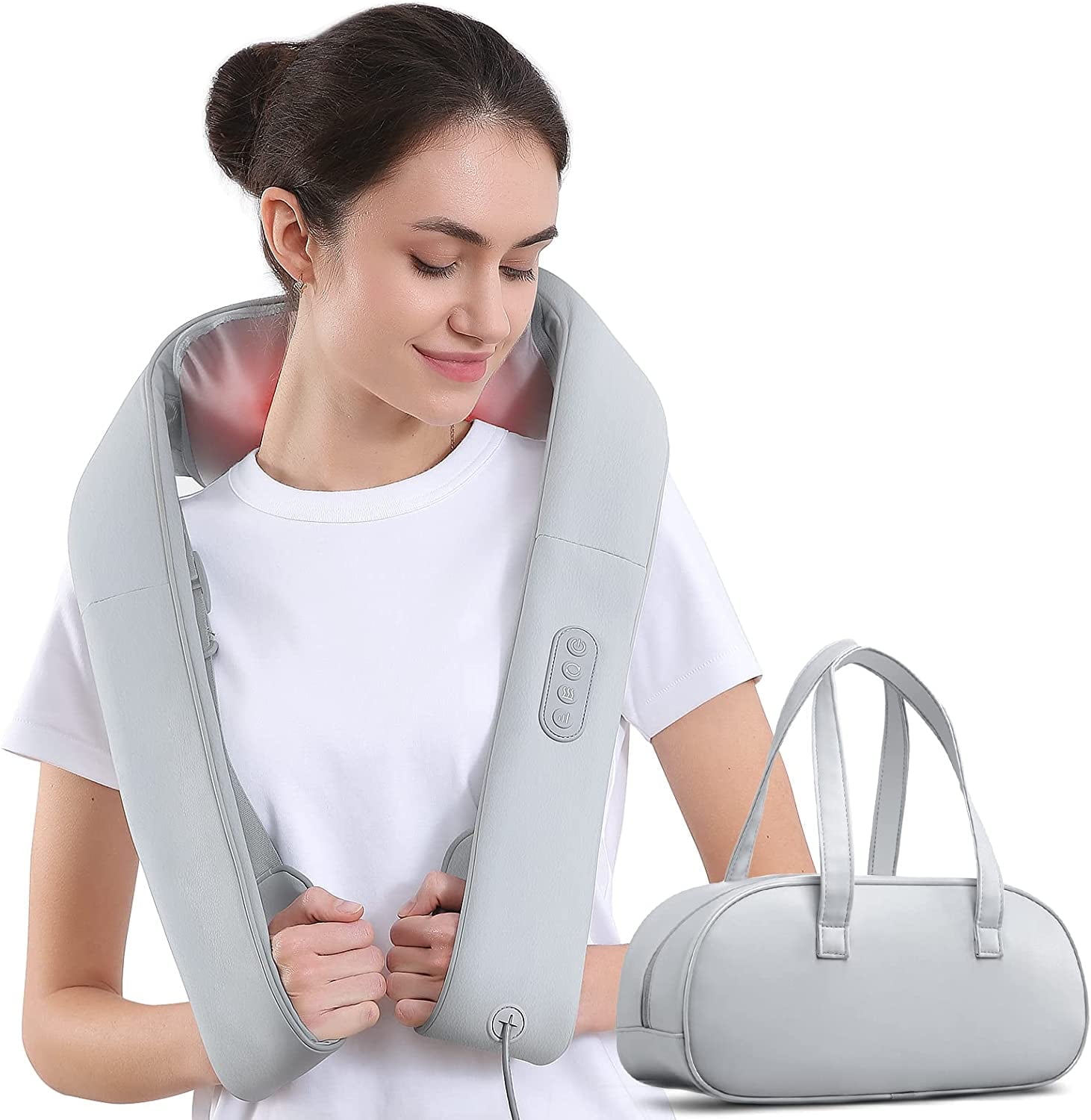 Naipo Neck Massager with Heat, Shiatsu Deep Tissue Kneading for Muscle Pain Relax Relief, Gifts for Mom and Dad