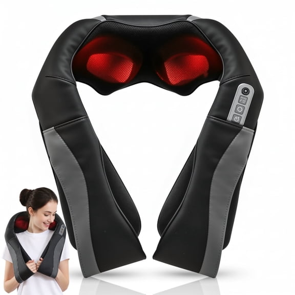 Naipo Neck and Back Massager, 3D Deep Kneading Shiatsu Shoulder Massager with Heat,  Gifts for Men Women, Black