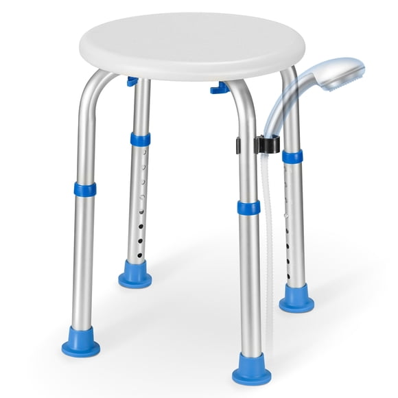 Naipo Shower Chair Bathtub Stool Seat w/ Anti-Slip Rubber, Adjustable Lightweight for Seniors, Disabled, Handicap, Tool-Free Assembly, Blue