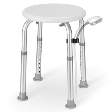 Naipo Shower Chair Bathtub Stool Seat w/ Anti-Slip Rubber, Adjustable Lightweight for Seniors, Disabled, Handicap, Tool-Free Assembly, Gray