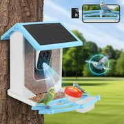 Naipo Smart Bird Feeder with Camera, Wireless Outdoor, Automatic Bird Video Recording, 64G TF Card, Solar Powered, Hummingbird Feeders