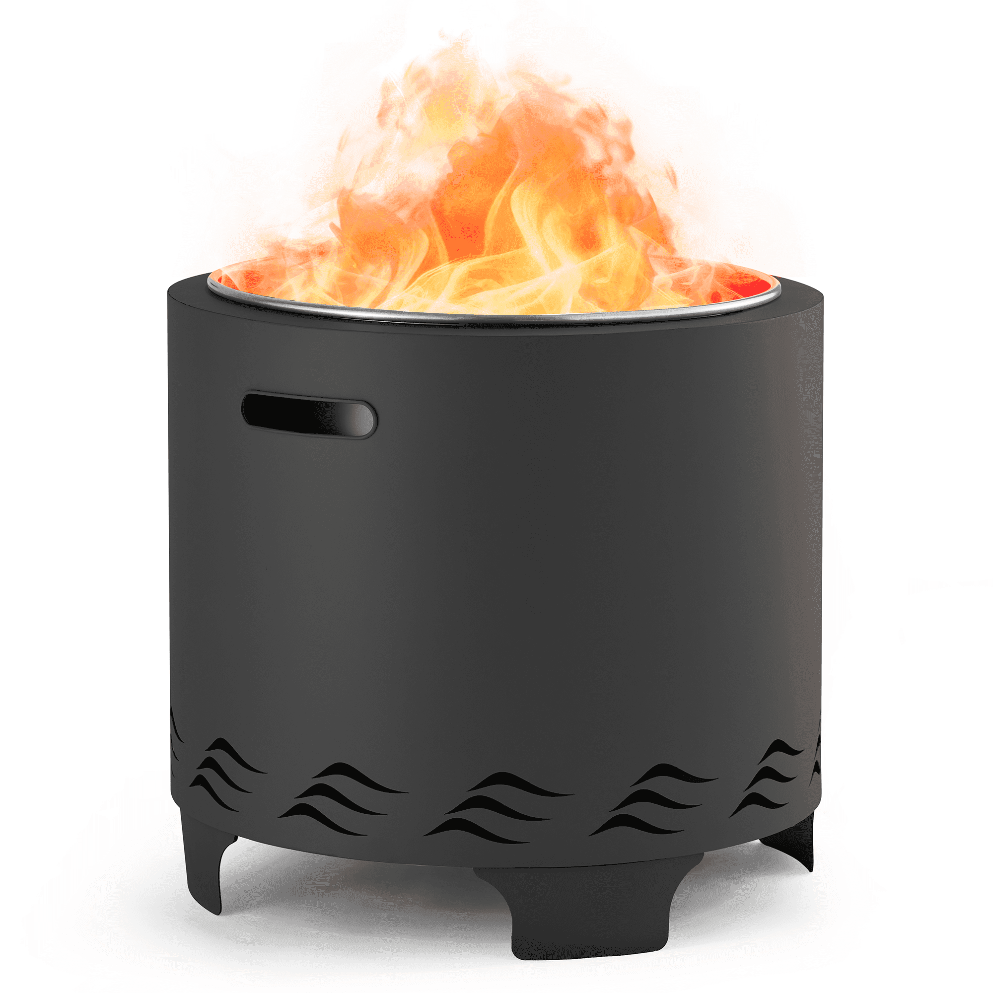 Naipo Smokeless Fire Pit, 20" Portable Stainless Steel Outdoor Fire Pit for Patio Camping, Portable Fire Pit Burning Wood, Particles, Lightweight Fireplace Burning Firepit Ideal for 2-4 People 20lbs