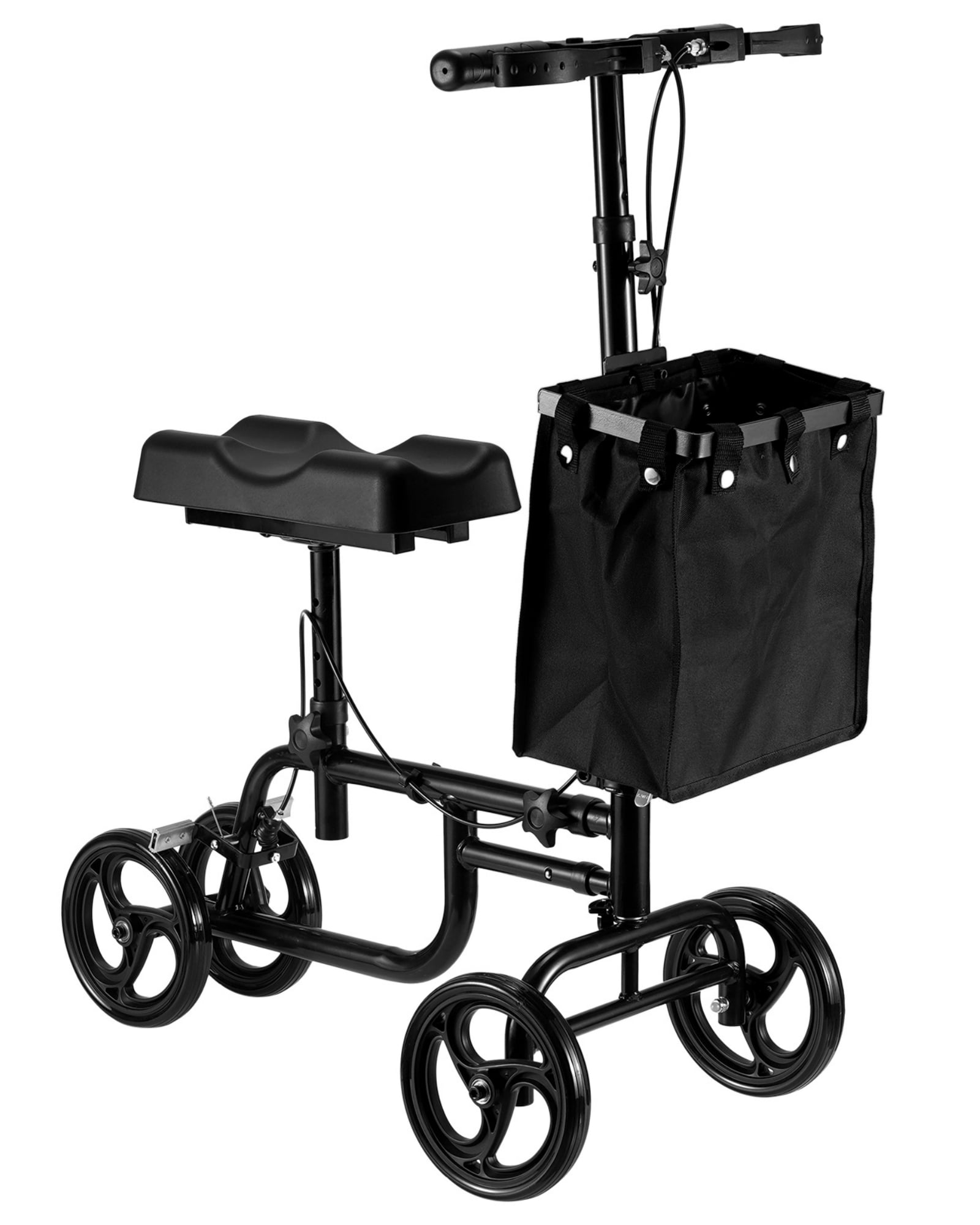 Naipo Portable Folding Adult Walking Knee Scooter with Dual Braking System & Storage Basket, Black