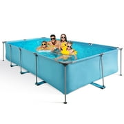 Naipo Swimming Pool Above Ground Outdoor 15ft Rectangle Frame Pool Type 178" x 87" Swimming Pool with Metal Frame for Backyard Use