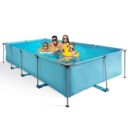 Naipo Swimming Pool Above Ground Outdoor 15ft Rectangle Frame Pool Type 178" x 87" Swimming Pool with Metal Frame for Backyard Use