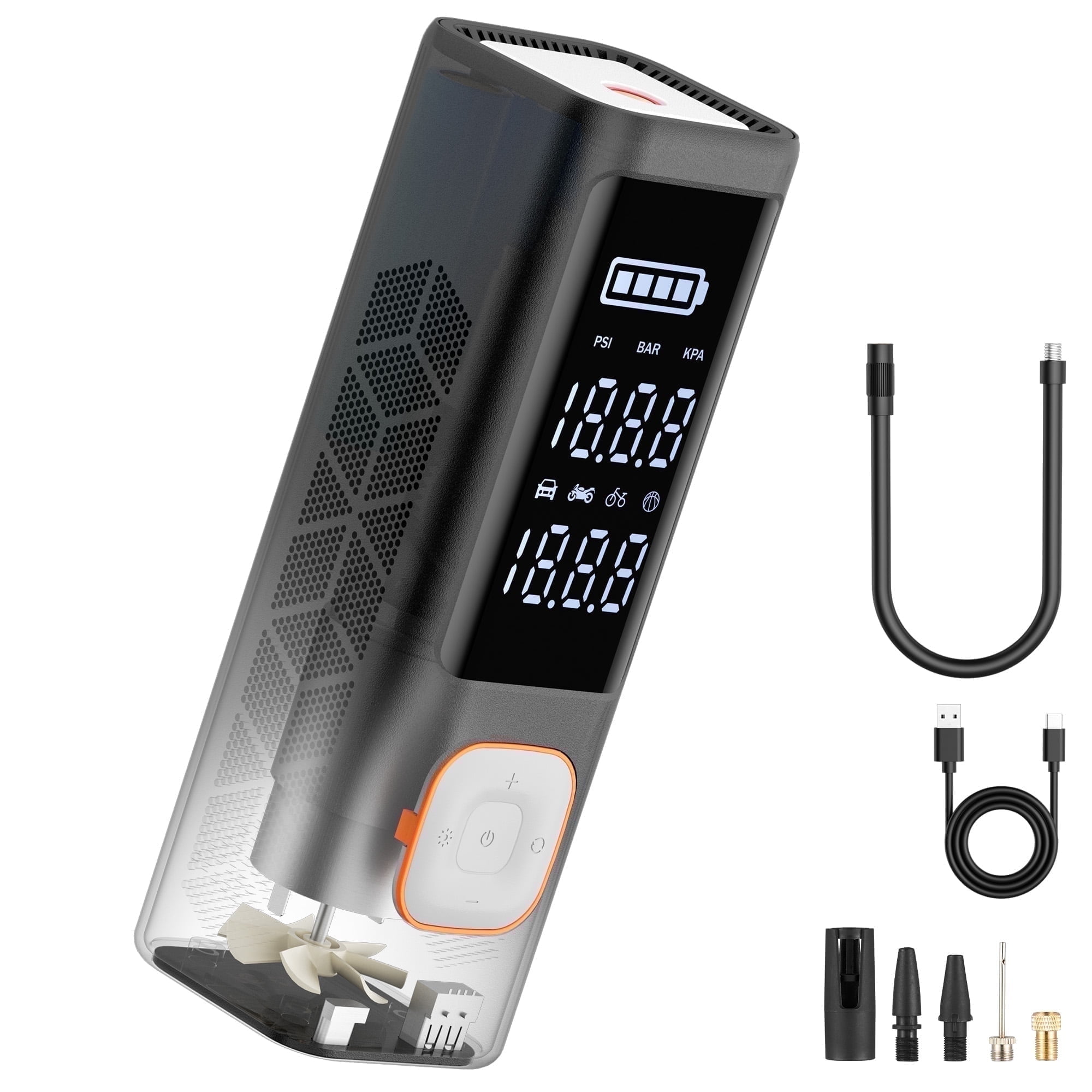 Walmart sales :  Naipo Tire Inflator 7800mAh Rechargeable Pocket Air Inflator 150 PSI Cordless 1 Min Fast Inflation Auto-Shutoff Pressure Pump for Car,Bikes,Balls,Motorcycles,Car Mattress