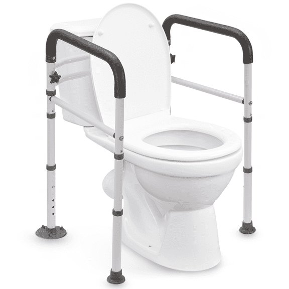 Naipo Toilet Safety Rails Frame with Handles for Seniors & Disabled, Adjustable Aluminium Supports up to 300Lbs, Fits Most Toilets