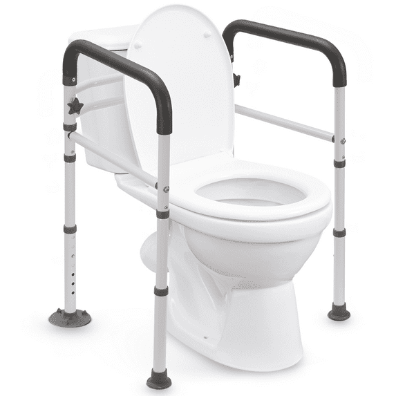 Naipo Toilet Safety Rails Frame with Handles for Seniors & Disabled, Adjustable Aluminium Supports up to 300Lbs, Fits Most Toilets