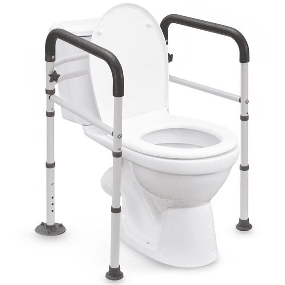 Naipo Toilet Safety Rails Frame with Handles for Seniors & Disabled, Adjustable Aluminium Supports up to 300Lbs, Fits Most Toilets