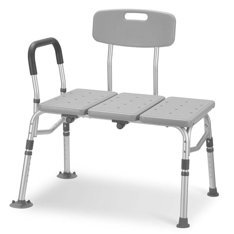Naipo Transfer Bench for Bathtub, Height Adjustable Shower Bench Seat with Backrest, Bath Chair for Seniors, 300 Weight Capacity