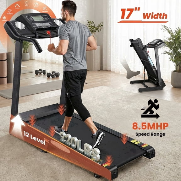 Naipo Treadmill with Auto 12Level  Incline 15 Preset Foldable Treadmill 2.5 Horse Power Exercise Machine for Home Office Workout