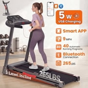 Naipo Treadmill for Home with 3 Level Manual Incline Smart APP USB Charging Foldable Running Electric Treadmill Gym