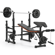 Naipo 7-in-1 Weight Bench 600lbs Adjustable Workout Bench Set Multi-Function Bench Home Gym Full Body Function Not included Dumbbell Plates & Barball