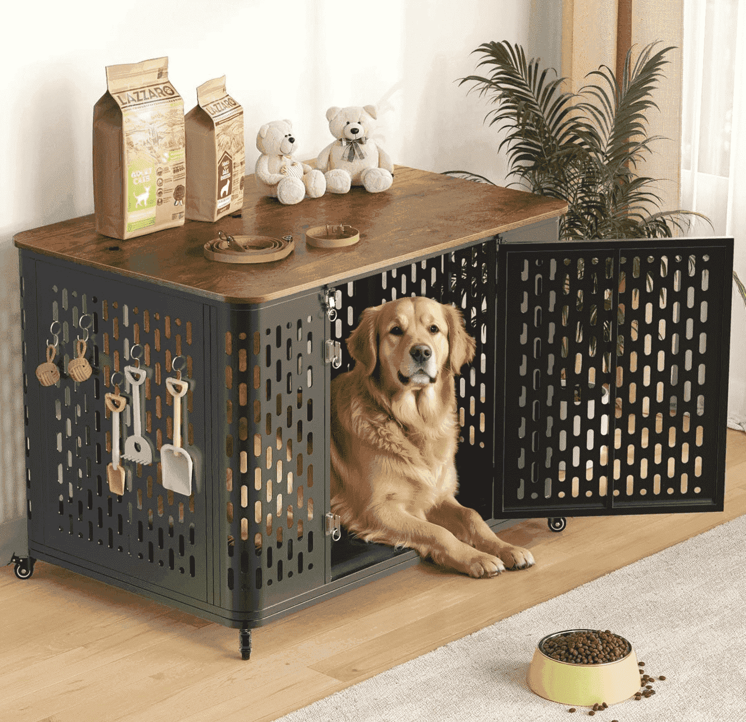 ●LOTONE & J-DOG Naipo Heavy Duty Large Dog Crate Furniture, Chew Proof