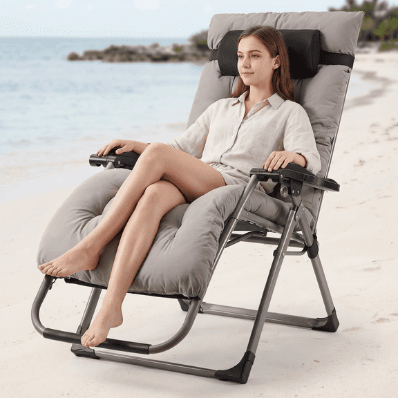 Naipo Zero Gravity Chair, Outdoor Foldable Padded Lounge Chair Recliner with Side Table, 353lbs Lounge Chair Sleep Relaxing, Winner