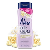 Nair Body Cream Hair Remover, Oat Milk & Vanilla, Body Hair Removal Cream for Women, 7.9 oz